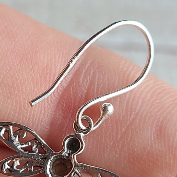 Dragonfly - Black Sandstone - Namibia 925 Earrings - Picture 4 of 5